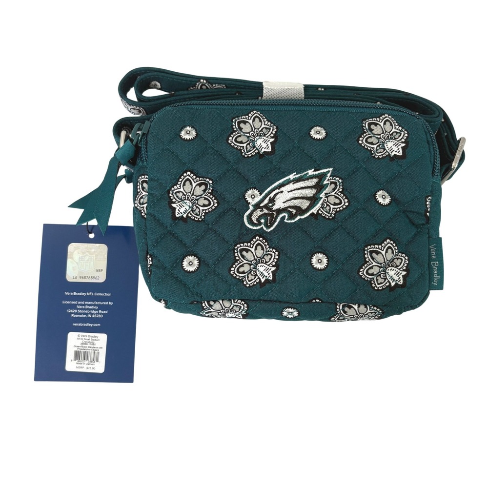 Vera Bradley RFID Small Stadium Crossbody Bag Philadelphia Eagles Green NFL NWT